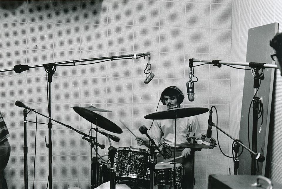 Ross Turney on drums in the recording studio